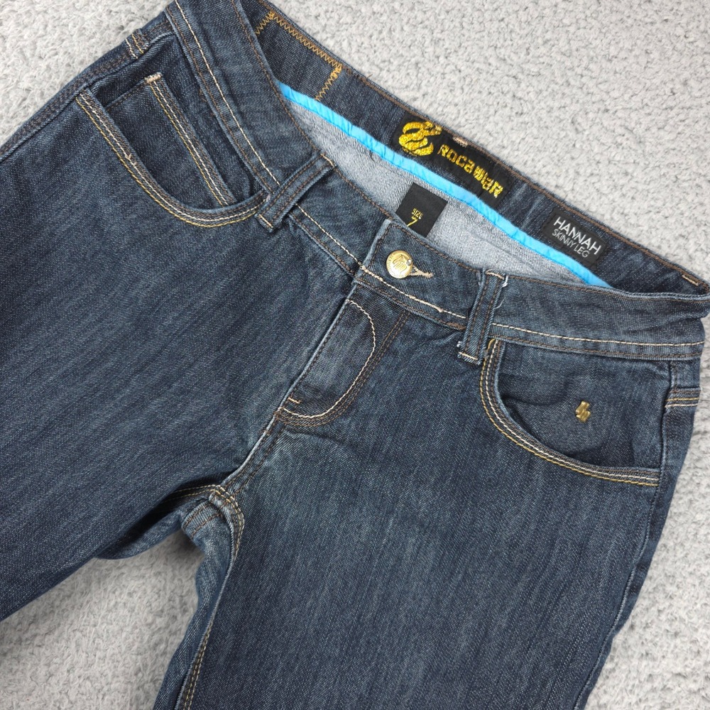 Rocawear Hannah Skinny Leg Jeans Womens Size 7 Dark Wash‎ Denim Double R